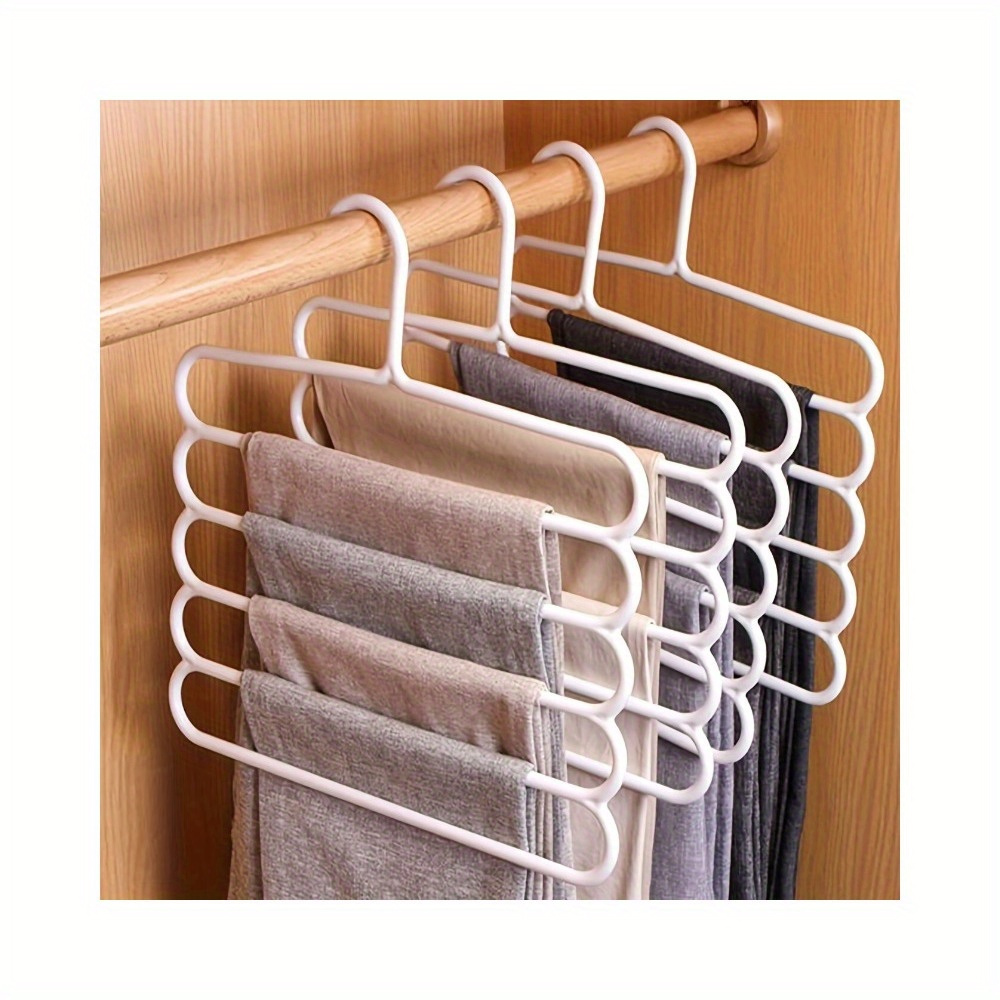 

1/5pcs 5-tier Metal Pants Hanger, Foldable Non-slip Clothes Rack For Ties, Pants, Scarves, Household Space Saving Organizer For Closet, Wardrobe, Home, Dorm, Bedroom