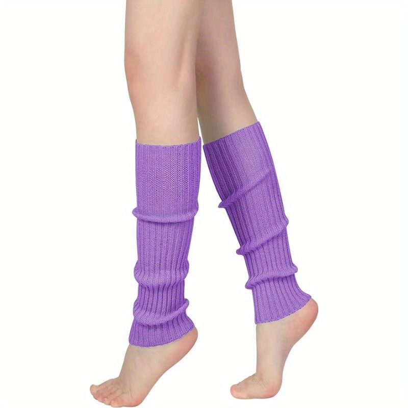

1 Pairs Solid Rib Knit Leg Warmers, Trendy Knee High Socks For Music Festival, Women's Stockings & Hosiery