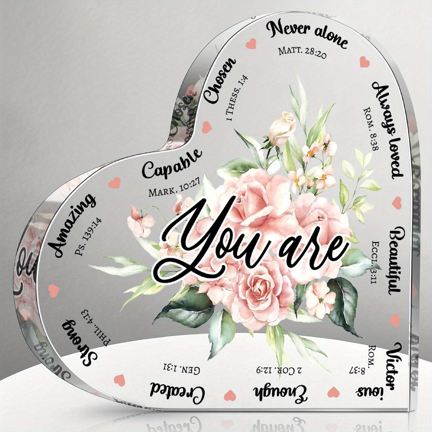 TEMU 2d Flat - [2d Flat] Acrylic Plaque Featuring A 2d Flat Watercolor Rose, Serving As An Inspirational Christian Gift For Women. It Includes Bible
