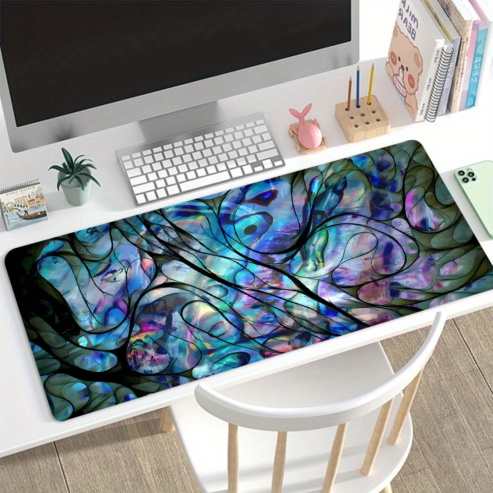 

1pc, Haliotis Shell Nature Series Ink Aesthetics Mouse Pad Large Desk Mat With Nature Non-slip Rubber Base Stitched Edges Desk Pad Keyboard Pad For Gamer Office Home Birthday New Year Gift