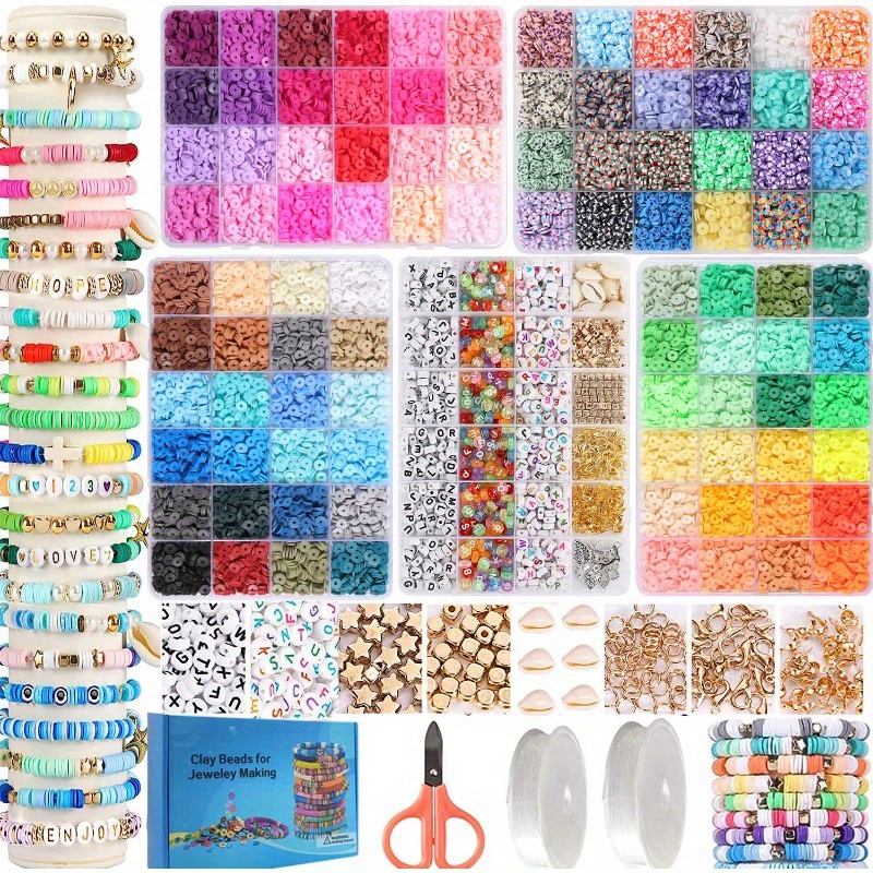 Diy Jewelry Making Kit Polymer Clay Beads Mixed Pony Beads - Temu