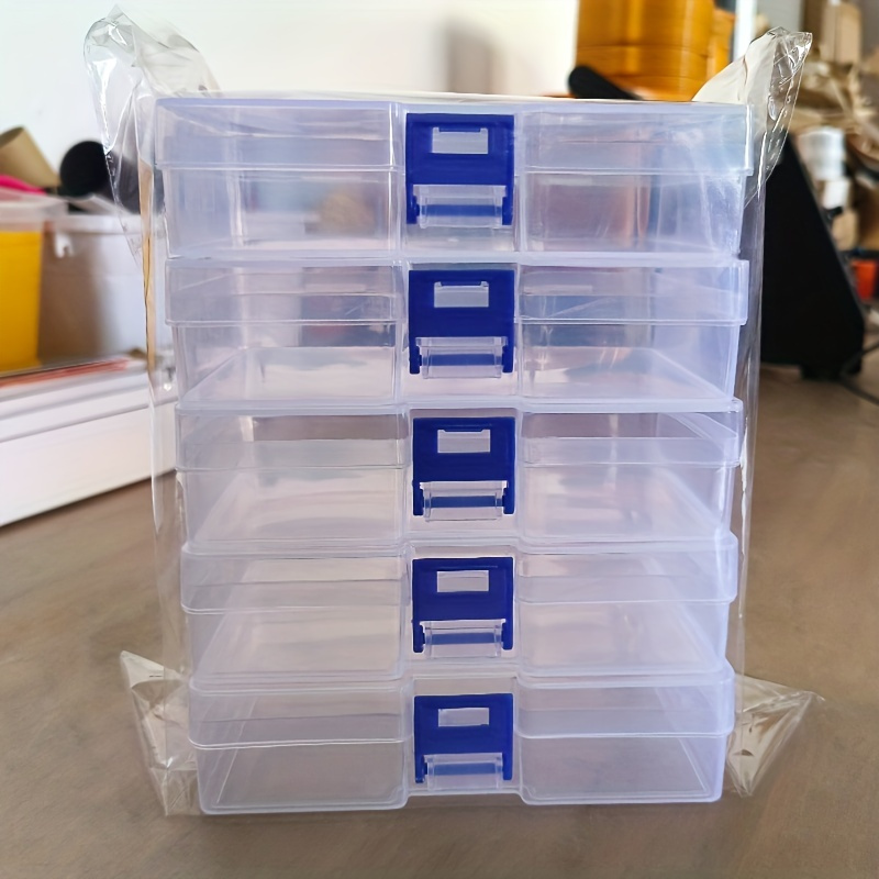Plastic Desktop Storage Box Compartments Transparent Button - Temu
