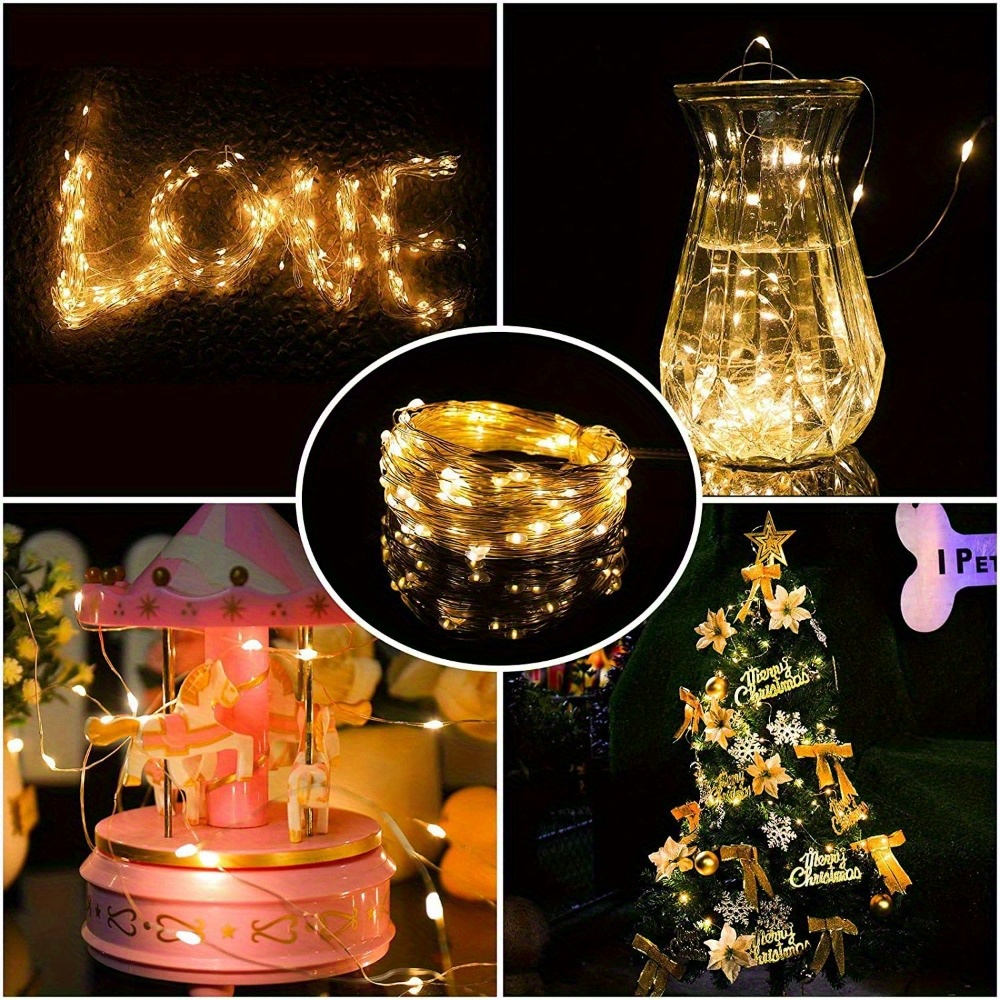 USB 5M 50LEDs/10M 100LEDs/20M 200LEDs LED Copper Wire String Light  Christmas Fairy Light Waterproof Indoor Outdoor Home Xmas Festival Decor  1/2/3/4Pcs 