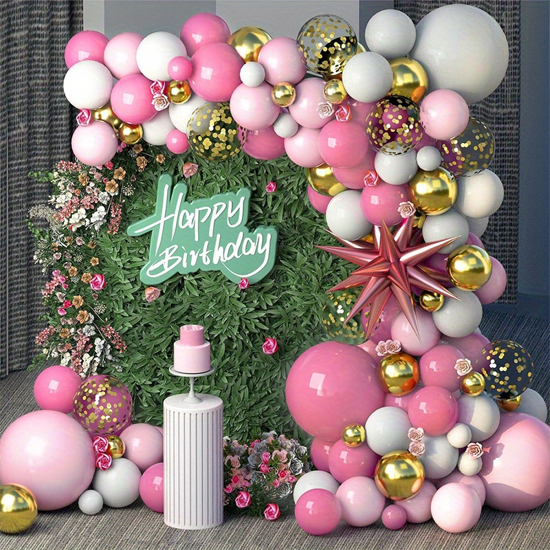 Arco de guirnalda de globos de color oro rosa y blanco, 160 unidades con  globos de confeti, baby shower, boda, princesa, cumpleaños, compromiso