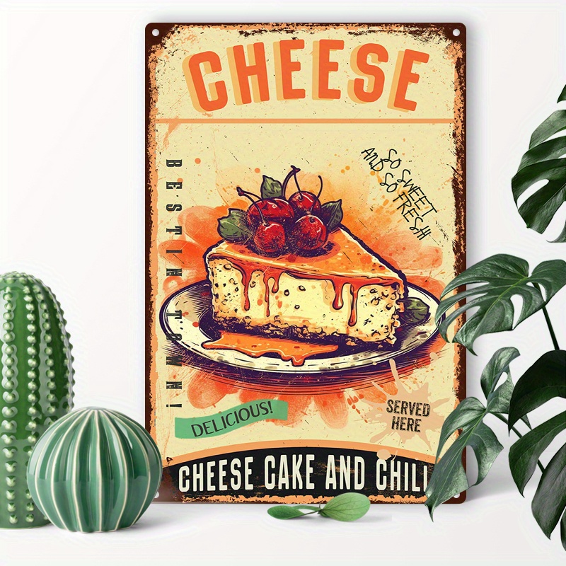 

1pc 8x12inch (20x30cm) Aluminum Sign Metal Sign Aluminum Sign Cheesecake Chill Retro Plaque Novelty Gift Kitchen Decor