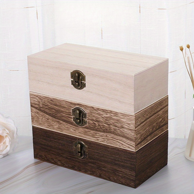  Wood and Leather Treasure Decorative Storage Wooden Chest Box  with Lock And Lids Handcrafted Box for Home Décor Small Stash Box : Home &  Kitchen