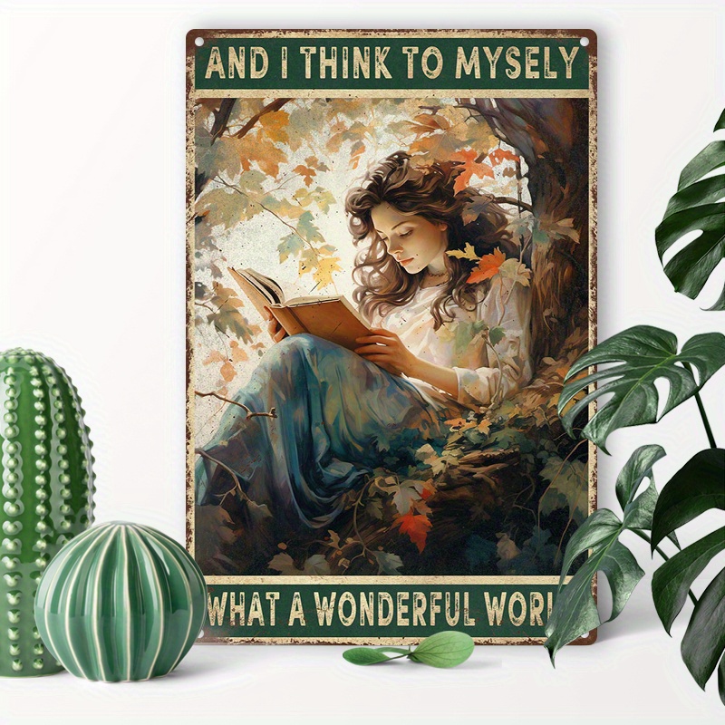

1pc 8x12inch (20x30cm) Aluminum Sign, Metal Tin Sign And I Think To Myself What A Wonderful World Tin Sign Vintage Art Wall Decor