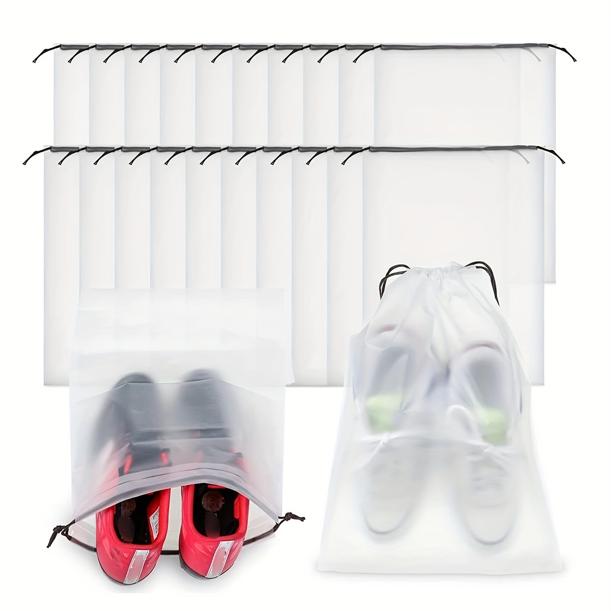 5 Pcs Travel Shoes Storage Pouches, Lightweight Drawstring Bags, Dustproof Foldable Bags