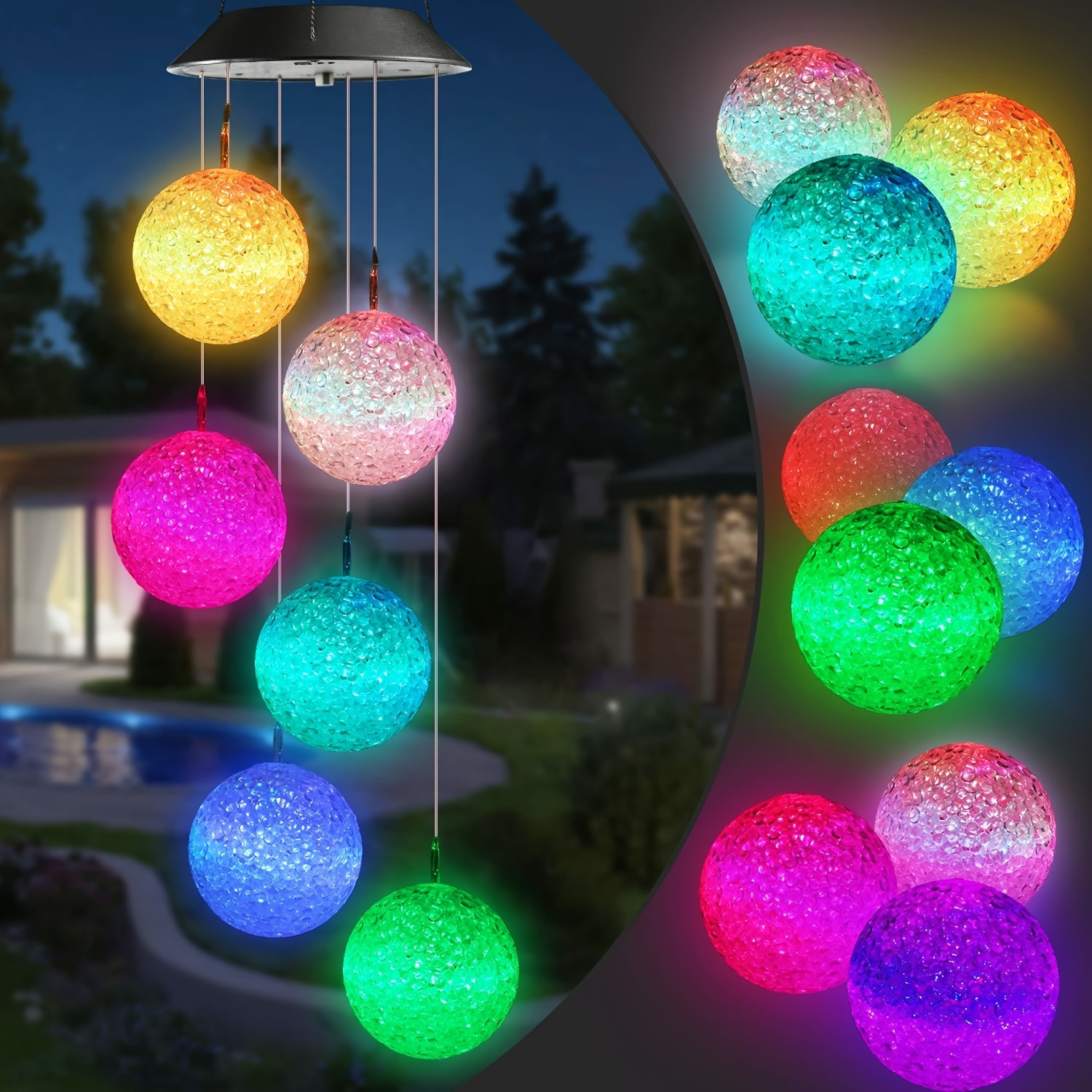 Lampe solaire suspension lumière décoration de jardin LED patio lumière  ronde extérieur lumière suspension en forme