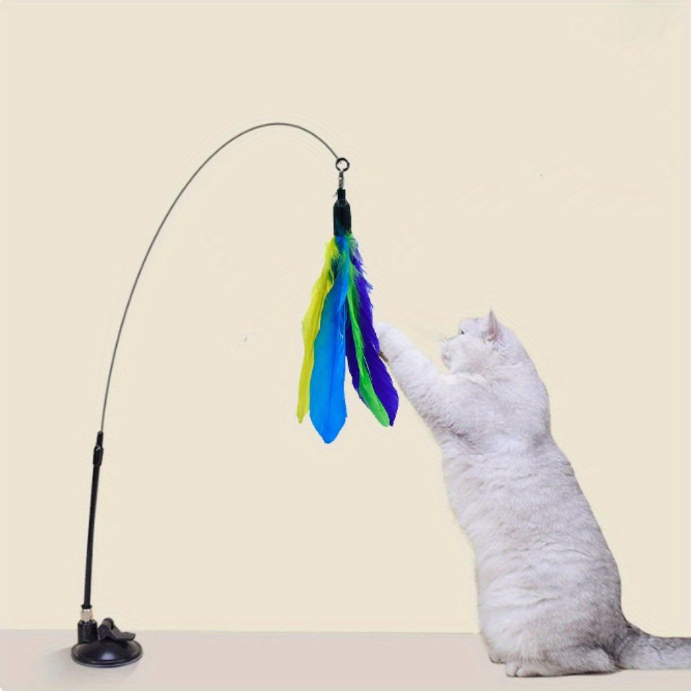 Fishing Rod Cat Wands Suction Cup Teaser Cats Decorative Toys