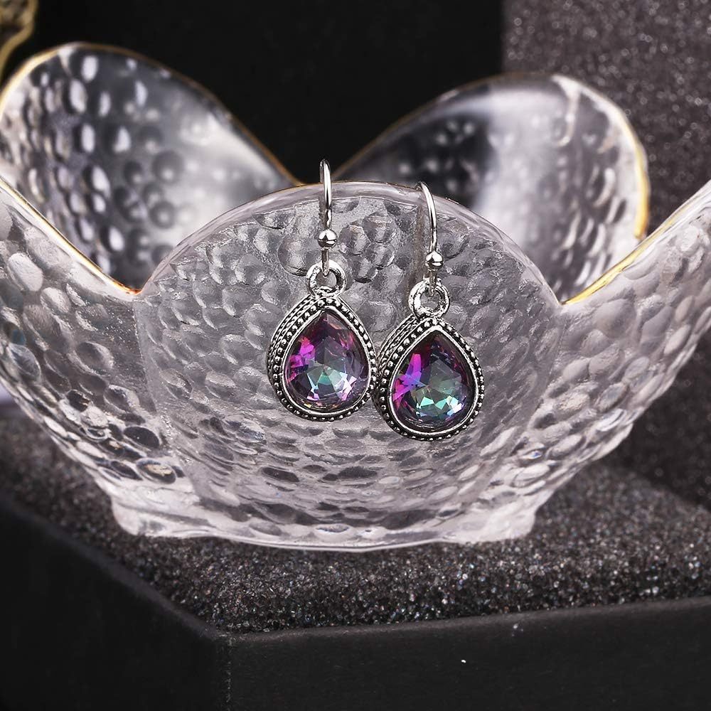 12 Pairs Colorful Artificial Crystal Dangle Earrings Set