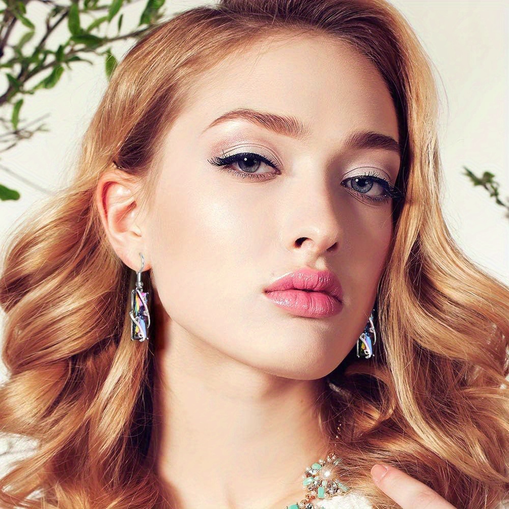 12 Pairs Colorful Artificial Crystal Dangle Earrings Set