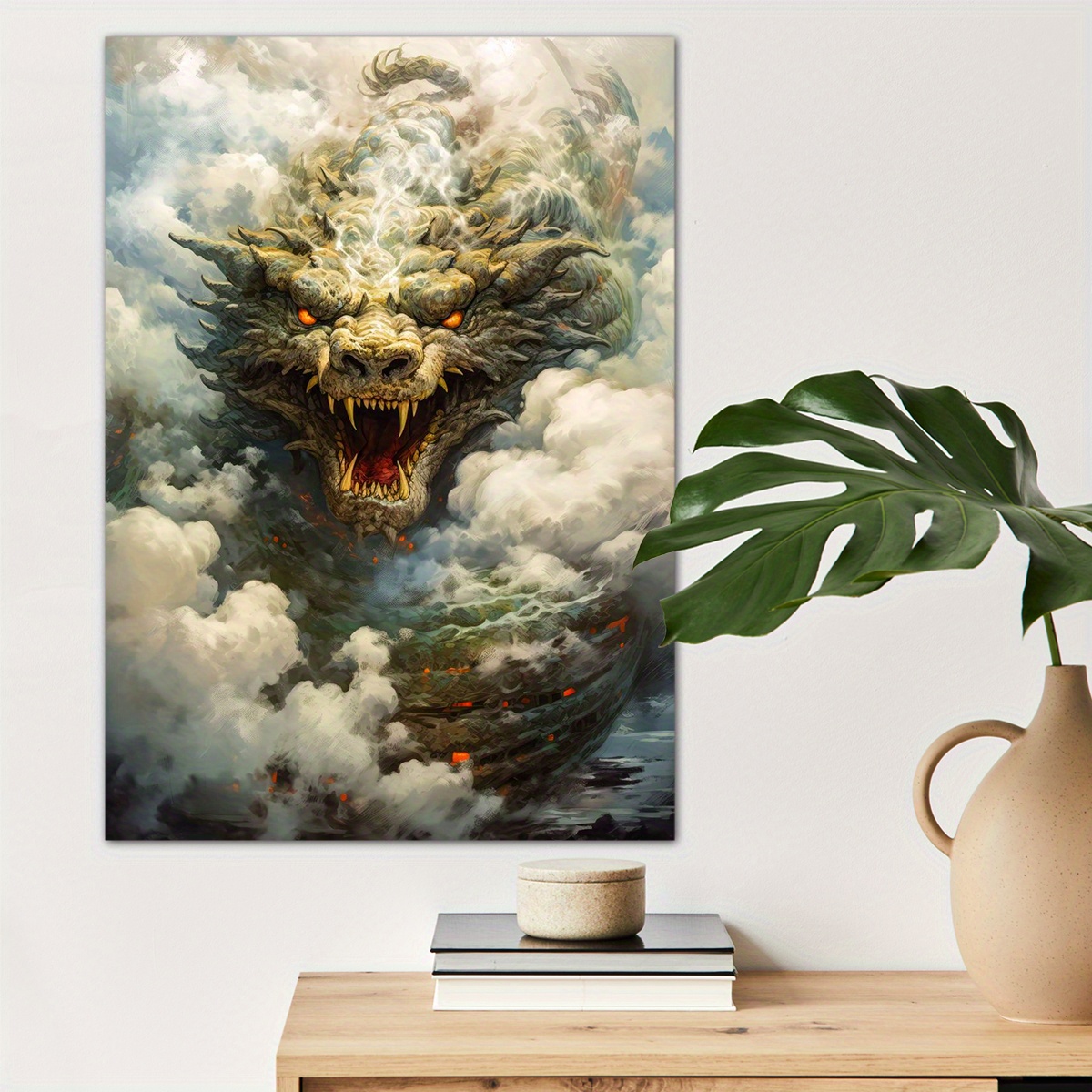 

1pc Dragon In Clouds Canvas Wall Art For Home Decor, Sky Poster Wall Decor High Quality Canvas Prints For Living Room Bedroom Kitchen Office Cafe Decor, Perfect Gift And Decoration