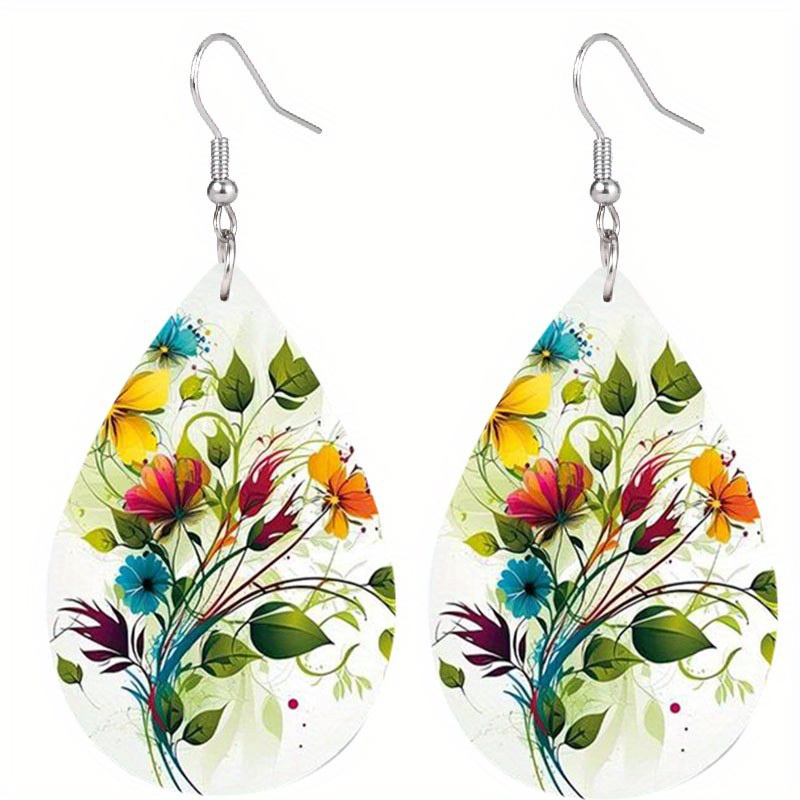 1 Pair Minimalist Flowers And Leaves Plants Faux Leather Earrings For Women Lightweight Faux Leather Jewelry Spring Summer Earrings Additions