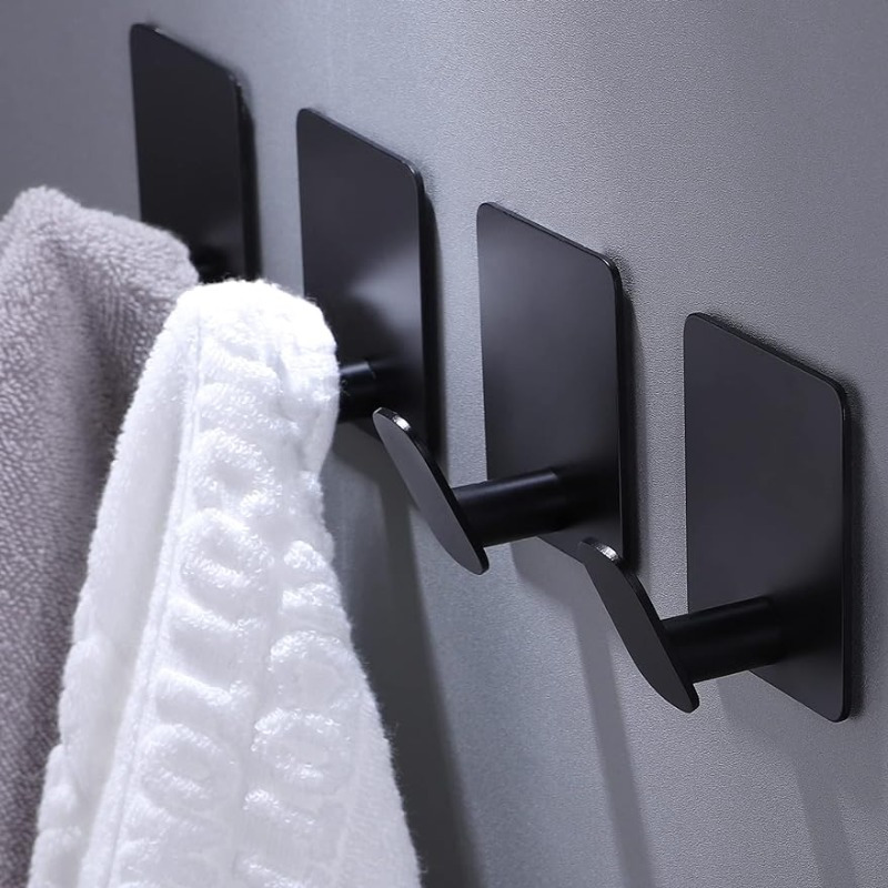 Ganchos para toallas de puerta de ducha, gancho negro para puerta de  vidrio, para baños, toallero de acero inoxidable 304 resistente para  toallas