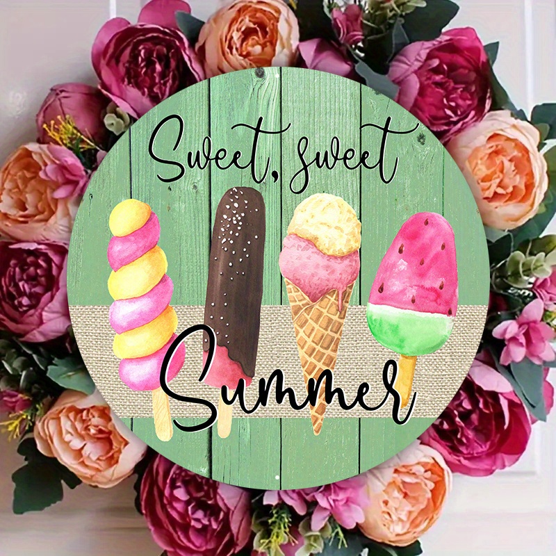 

1pc 8x8in Aluminum Metal Sign, Sweet Sweet Summer Sign, Summer Sign, Ice Cream Sign, Wreath Sign, Suitable For Home Decoration, Kitchen, Bar Club, Coffee Shop