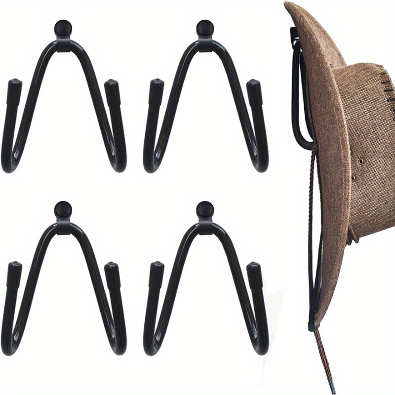4pcs Cowboy Hat Rack, Wall Mounted Hat Holder, Household Hat Organizer For  Baseball Caps, For Bedroom, Living Room, Dorm, Cloth Store