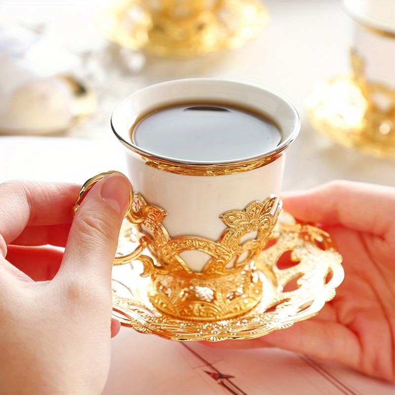 Bicchieri da tè turchi Set di 6 tazze e piattini con arabo