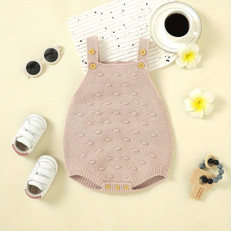 

Baby Boy/girl Knitted Button Romper With Straps