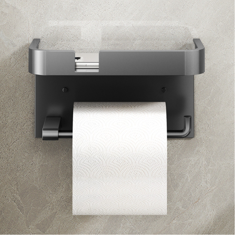 Soporte Para Papel Higiénico Con Estante, Porta Papel Higiénico, Estante De Almacenamiento De Papel Higiénico, Soporte De Papel Higiénico Montado En La Pared, Estante De Rollo De Papel Para Baño, Estante De Almacenamiento De Papel Y Teléfono, Organización Y Suministros De Almacenamiento Para El Hogar, Accesorios De Baño 6