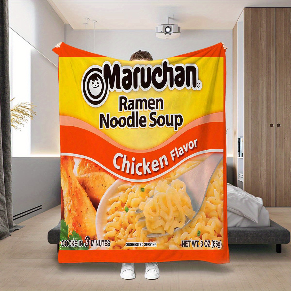 

1pc Chicken Flavor Ramen Noodle Soup Blanket, Funny Gift For Food Blanket Ramen Chicken Leg Flavor Blanket Gift Blanket For Boys Girls