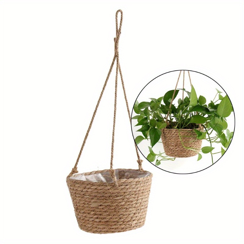 

1 Pack, Garden Hanging Planter Macrame Plant Storage Basket Jute Rope Woven Indoor Outdoor Flower Pot Holder Plant Hangers Home Decor