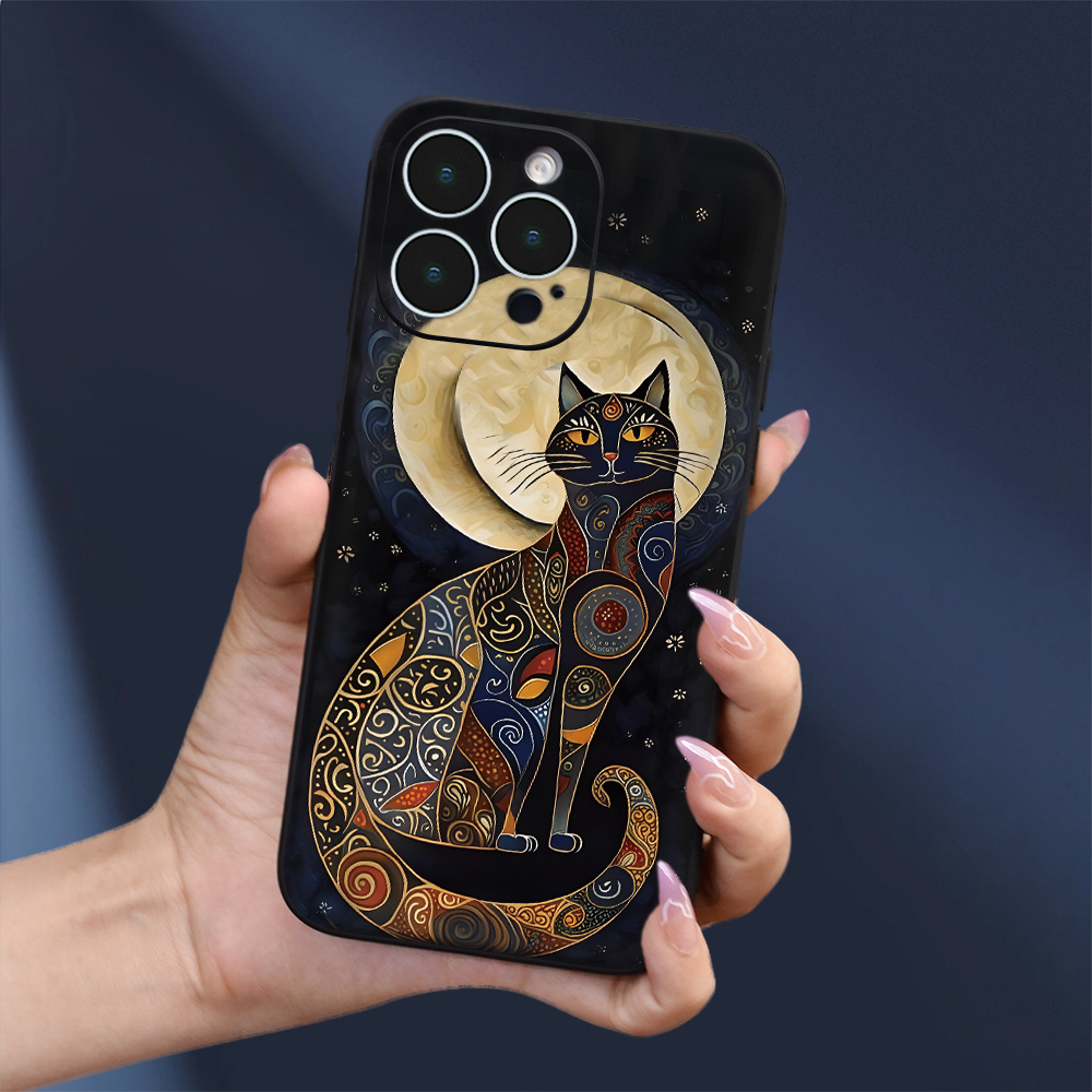

Simple Starry Sky Kitten Moon English Mobile Phone Case Suitable For Iphone 15 14 13 12 11 Xs Xr X 7 8 Plus Pro Max Mini