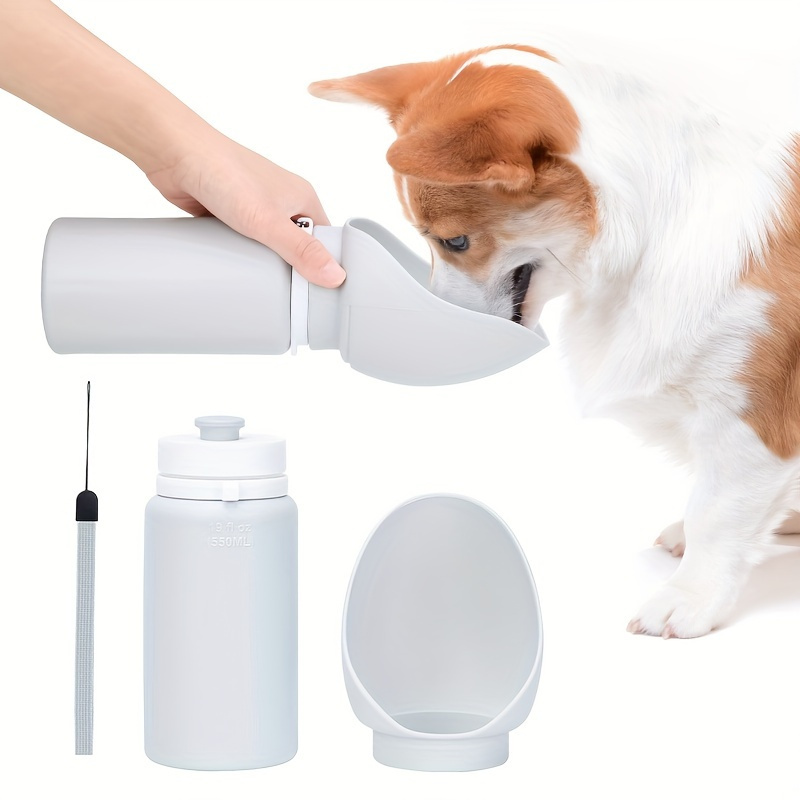 

1pc Portable Dog Water Bottle, Soft Silicone Dog Travel Water Dispenser Bottle With Folding Bowl, Leak Proof Dog Outdoor Water Kettle