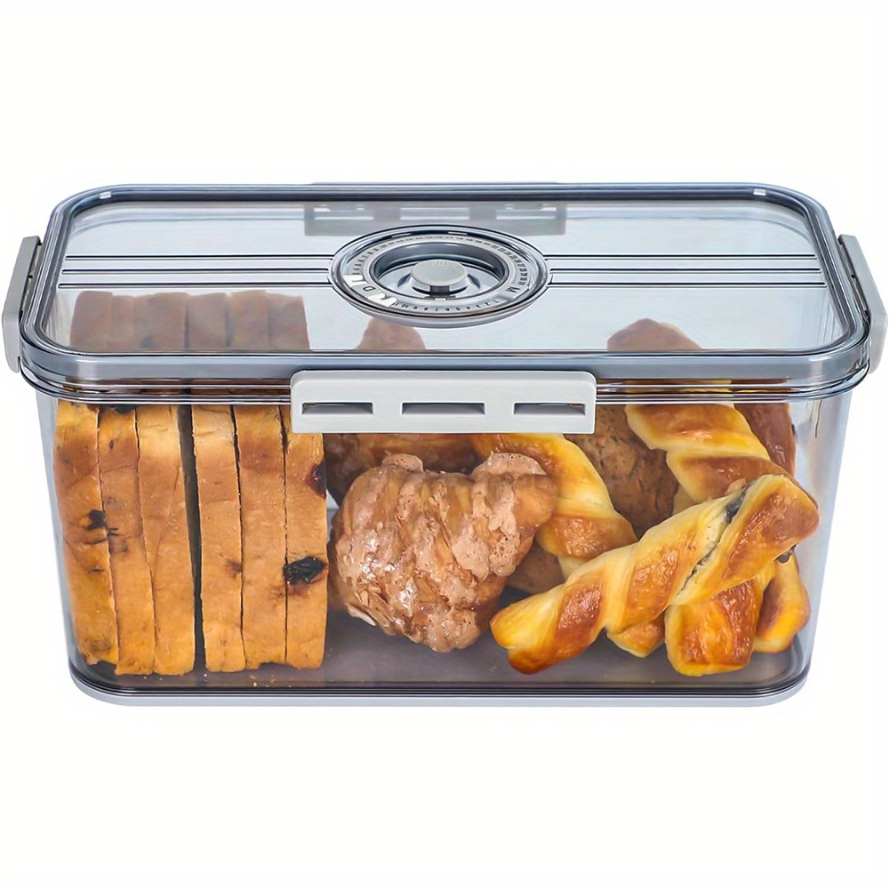 TEMU 1pc , Countertop Airtight Loaf Bread Storage Container With Lid, Portable And Food Sealed Box, For Bread, , Fruit And Vegetable, Kitchen Organizers And Storage, Kitchen Accessories