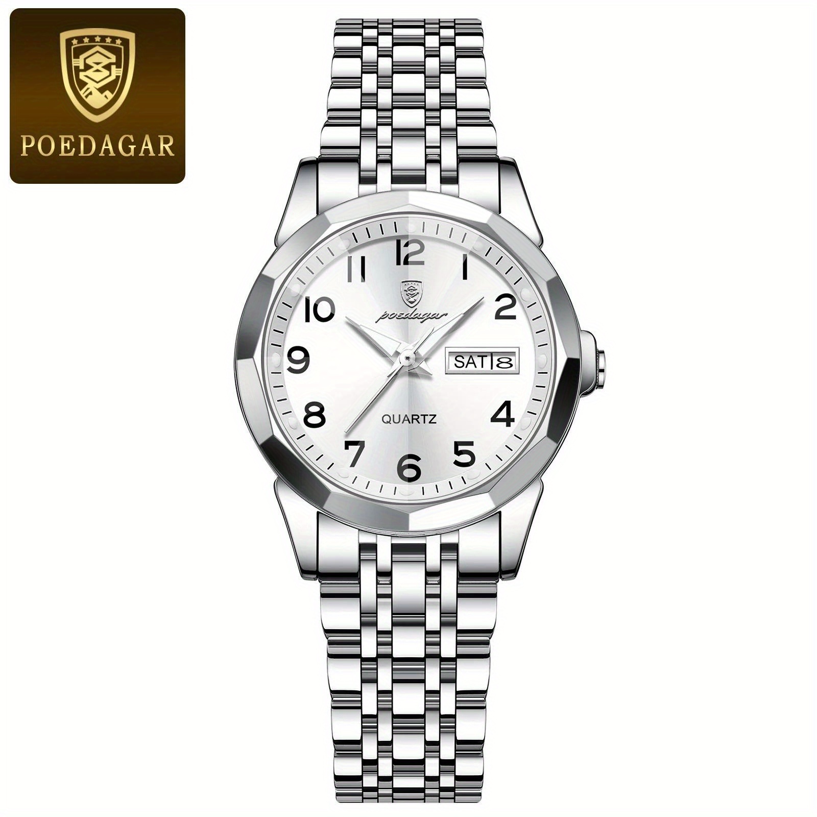 Poedagar Women's Casual And Minimalist Quartz Watch, Featuring A Sturdy And Durable Stainless Steel Strap And Multi-functional Date Display