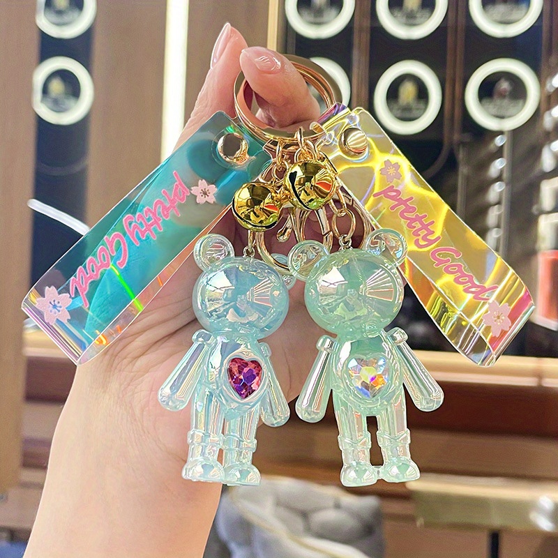 1pc Key Chain Fantasy Crystal Glass Bear Doll Car Key - Temu