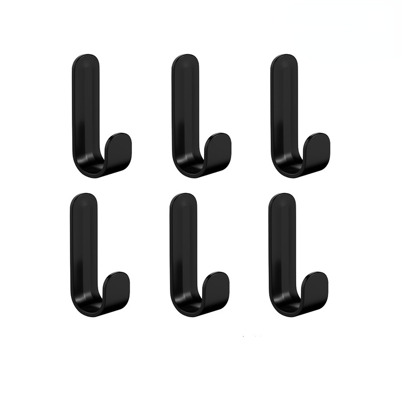 6pcs j shaped hook strong adhesive door back hook coat hook for hanging clothes hat handbag wall hanging hook without punching adhesive hook home gadget details 5