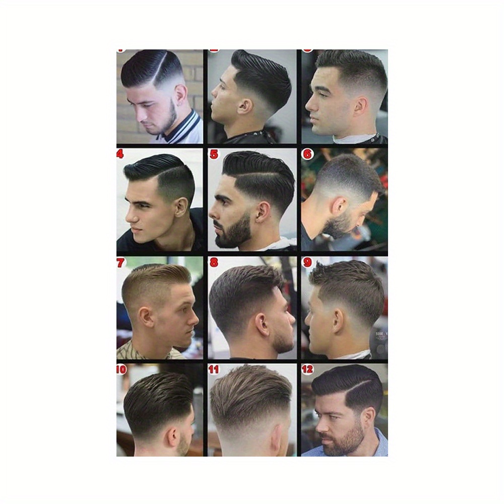 

1pc Barbershop Salon Men's Hairstyle Guide Poster Canvas Painting Poster And Print, Wall Art Picture For Living Room Bedroom Decor Eid Al-adha Mubarak