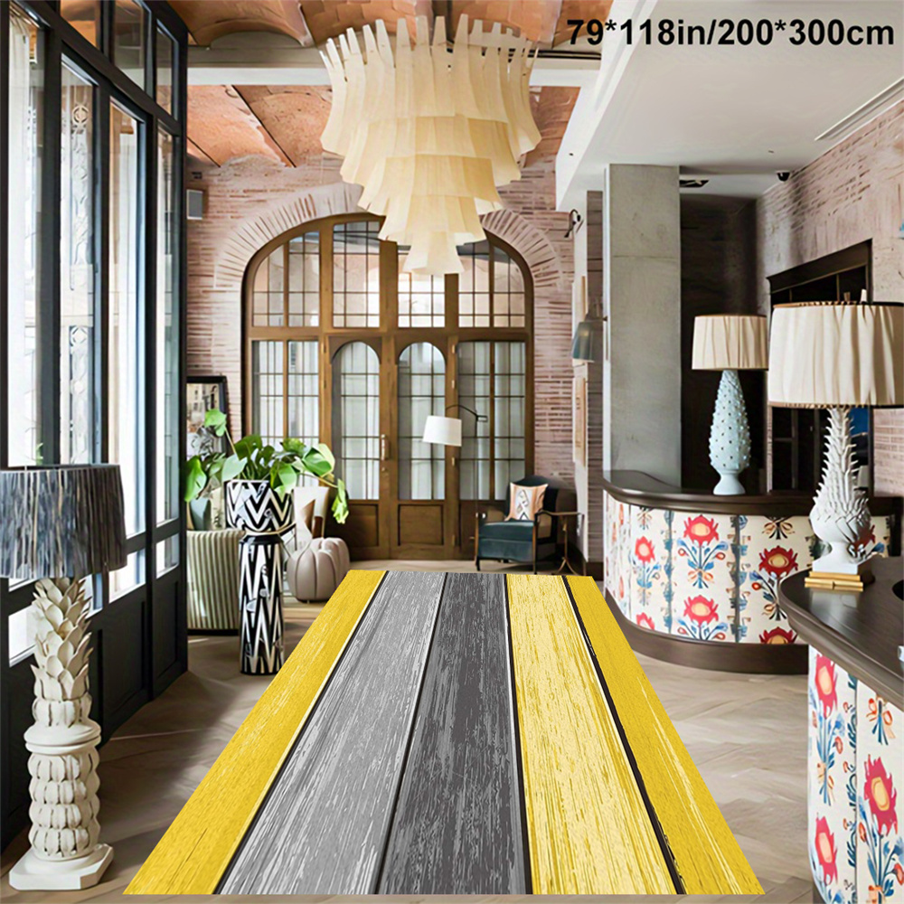 

Yellow Pattern Decorative Living Room Soft Carpet, Machine Washable Non-slip Carpet, Hotel Coffee Shop Carpet