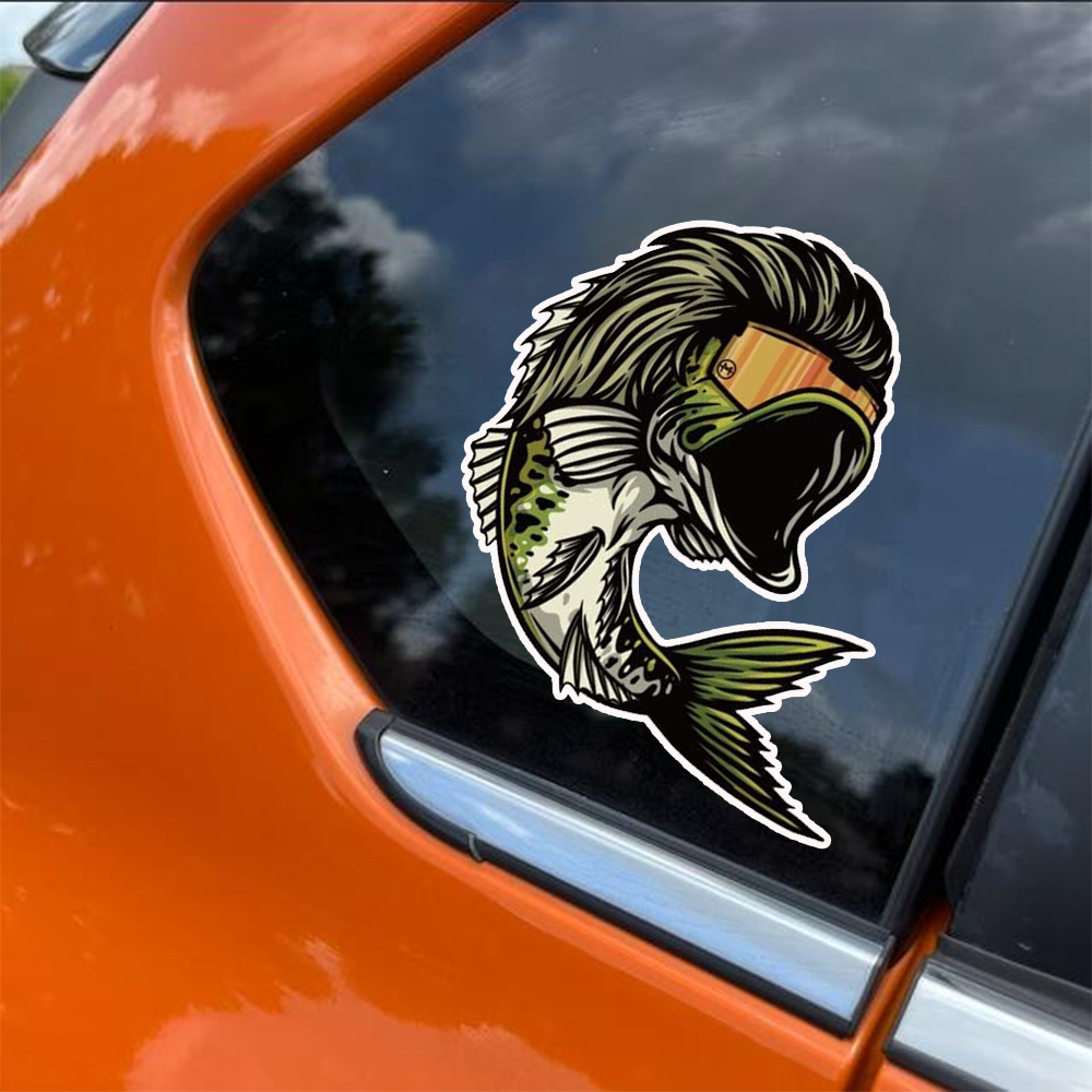 Bass Fish Sticker - 3 Laptop Sticker - Waterproof Vinyl for Car