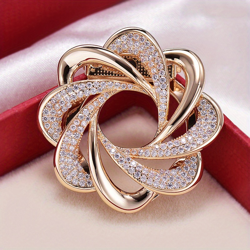 

1pc Twist Round Brooch Inlaid Women Clothing Accessories