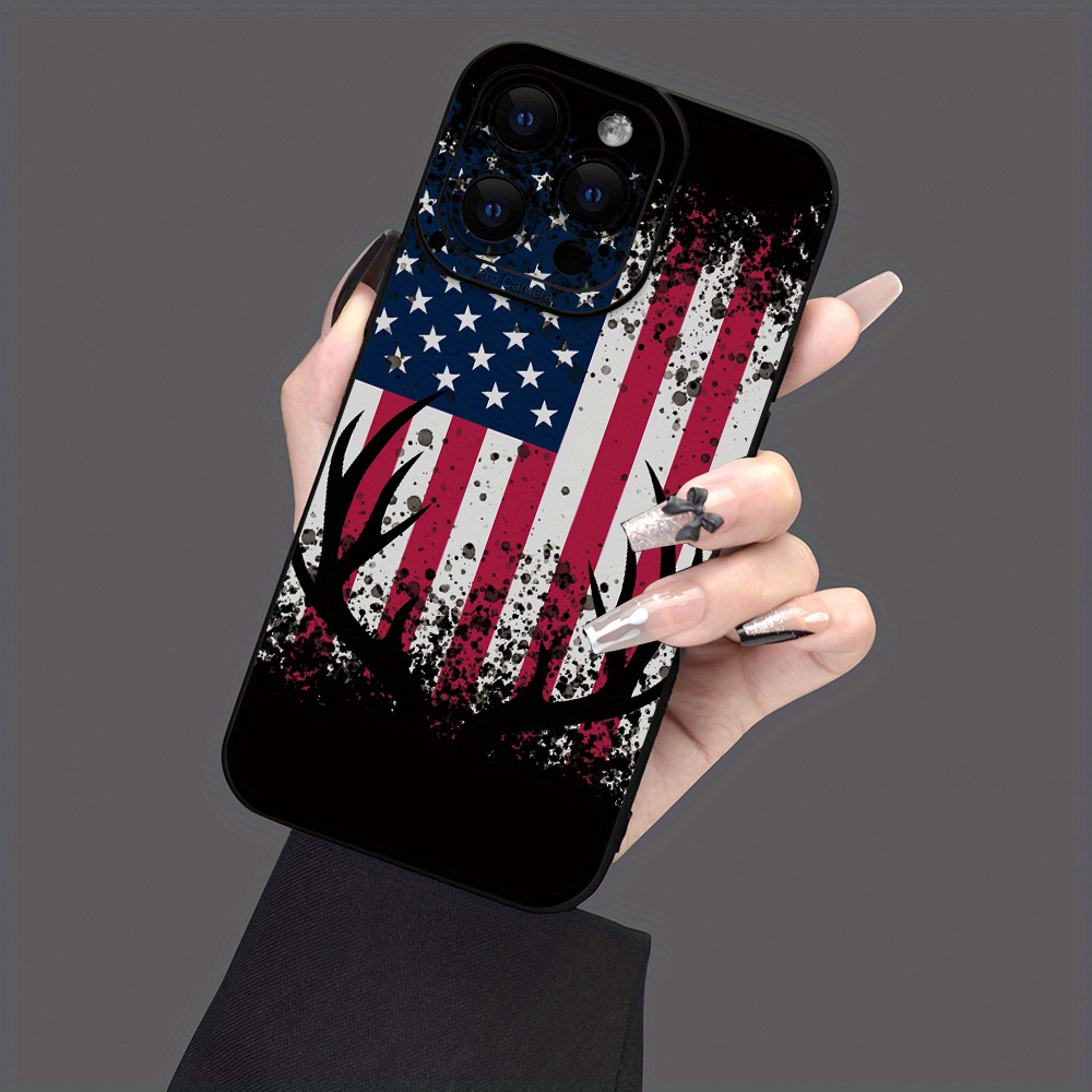 

Flag Elk Pattern Mobile Phone Case Full-body Protection Shockproof Anti-fall Tpu Soft Rubber Case Color: White Black For Men Women For Iphone 15 14 13 12 11 Xs Xr X 7 8 Mini Plus Pro Max Se
