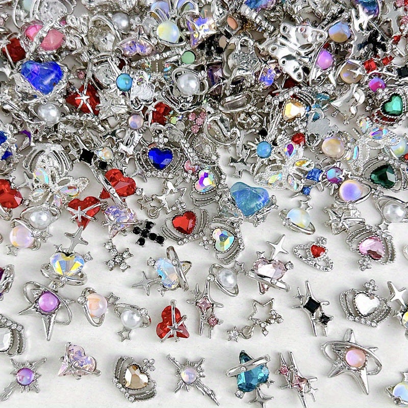 

20pcs Mixed Style Nail Charms With Rhinestones, Nail Art Accessories, Nail Art Supplies For Women And Girls, Nail Art Jewelry