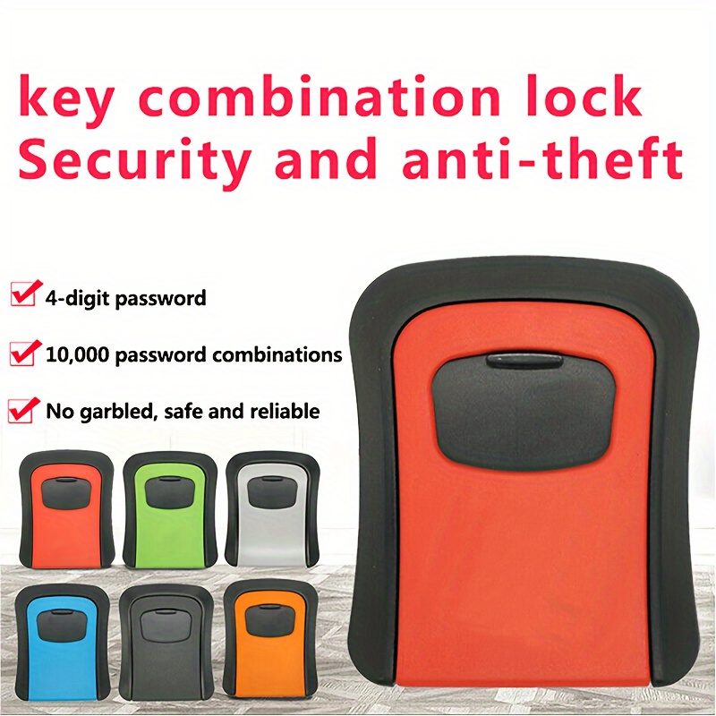 Caja de bloqueo de llaves, caja de seguridad para llaves montada en la  pared, resistente a la intemperie, combinación de 4 dígitos, caja de  bloqueo