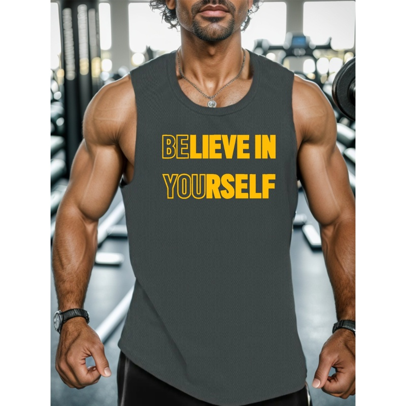 

Print Men's A Shirts, Casual Breathable Comfy Sleeveless Tank Tops, Quick Drying Sports Vest, Men's Summer Clothes Outfits