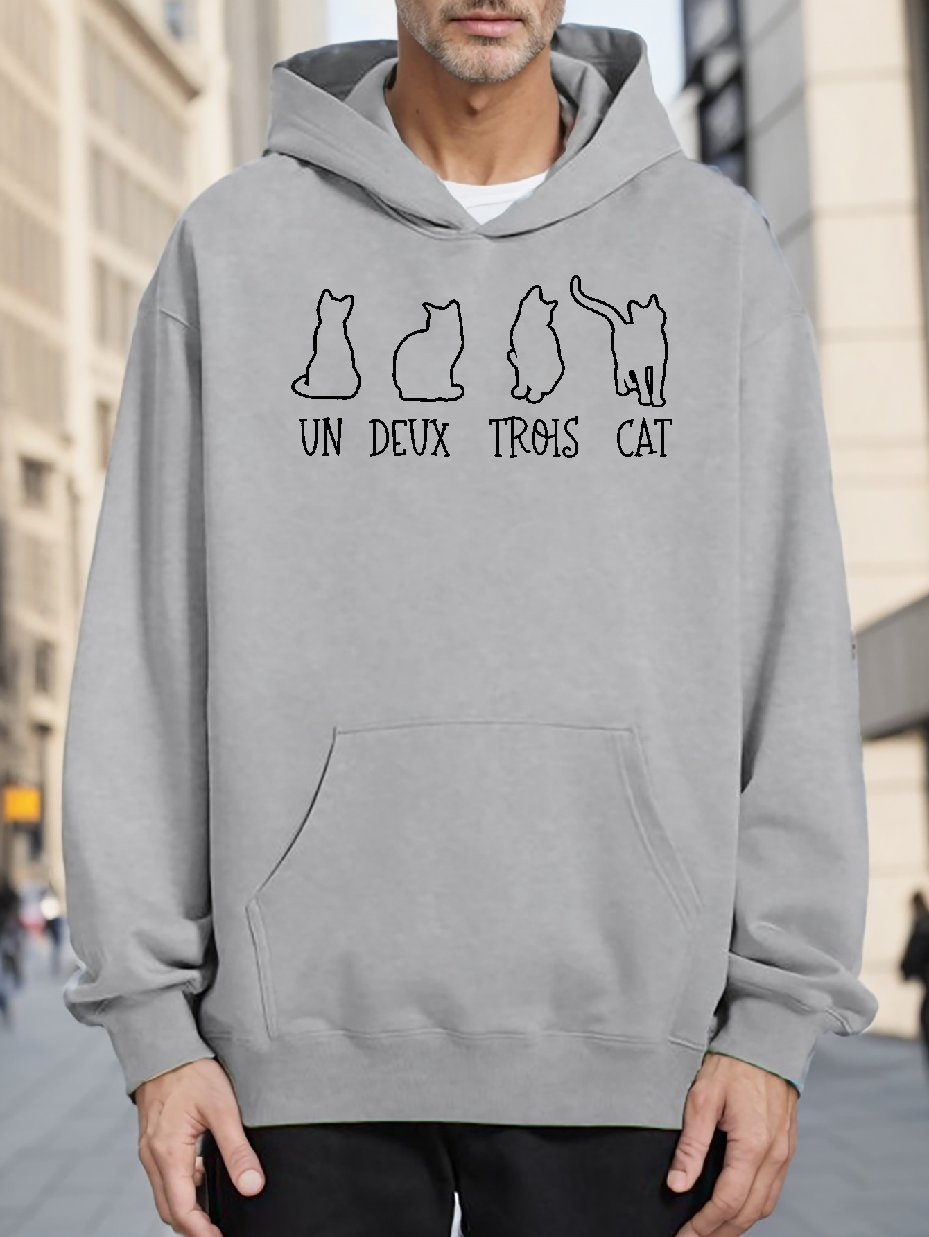 Un Deux Trois Cat Pattern Print Hooded Sweatshirt Hoodies - Temu Ireland