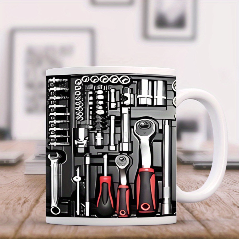 

1pc, Hardware Tools Coffee Mug, Ceramic Coffee Cups, Water Cups For Father Dad Husband Men, Summer Winter Drinkware, Birthday Gifts, Holiday Gifts, New Year Gifts, Valentine's Day Gifts