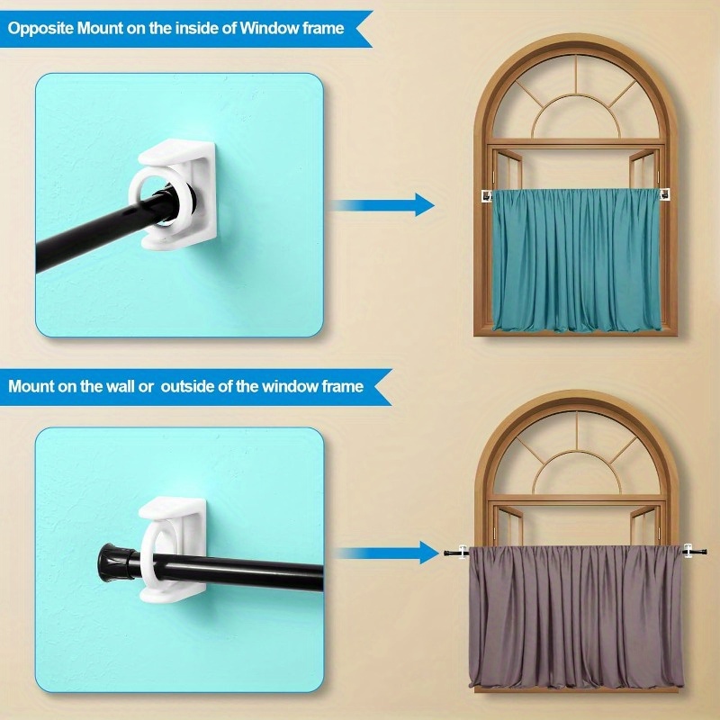 Punch free Curtain Rod Holder Clamp Hooks Self Adhesive - Temu Australia