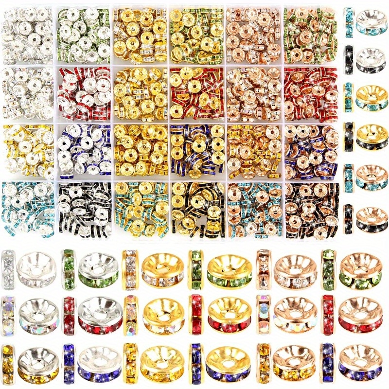 Square Crystal Rhinestone Spacer Beads Jewelry Making Diy - Temu