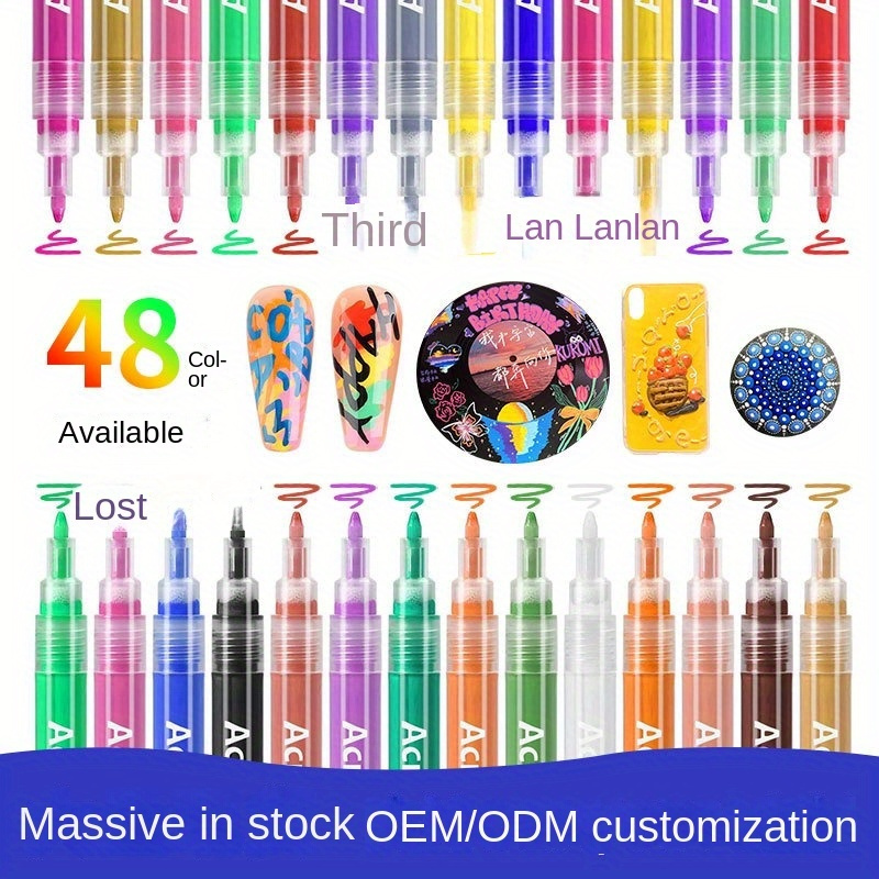 TOOLI-ART 30 Acrylic Paint Pens Assorted Markers Set 3.0mm Medium Tip for Rock, Canvas, Mugs, Most surfaces. Non Toxic, Water-Based