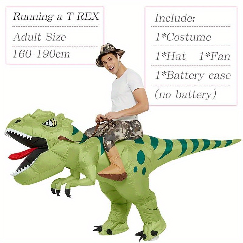 Adult Inflatable White T-Rex Dinosaur Cosplay Halloween Costume