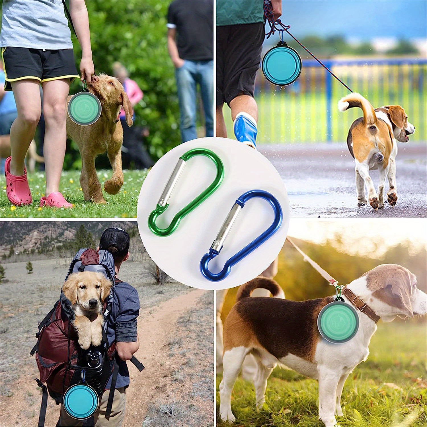 

1pc Collapsible Dog Bowl With Lid And Carabiner, Portable Silicone Dog Folding Bowl, Portable Dog Feeder Bowl For Food And Water
