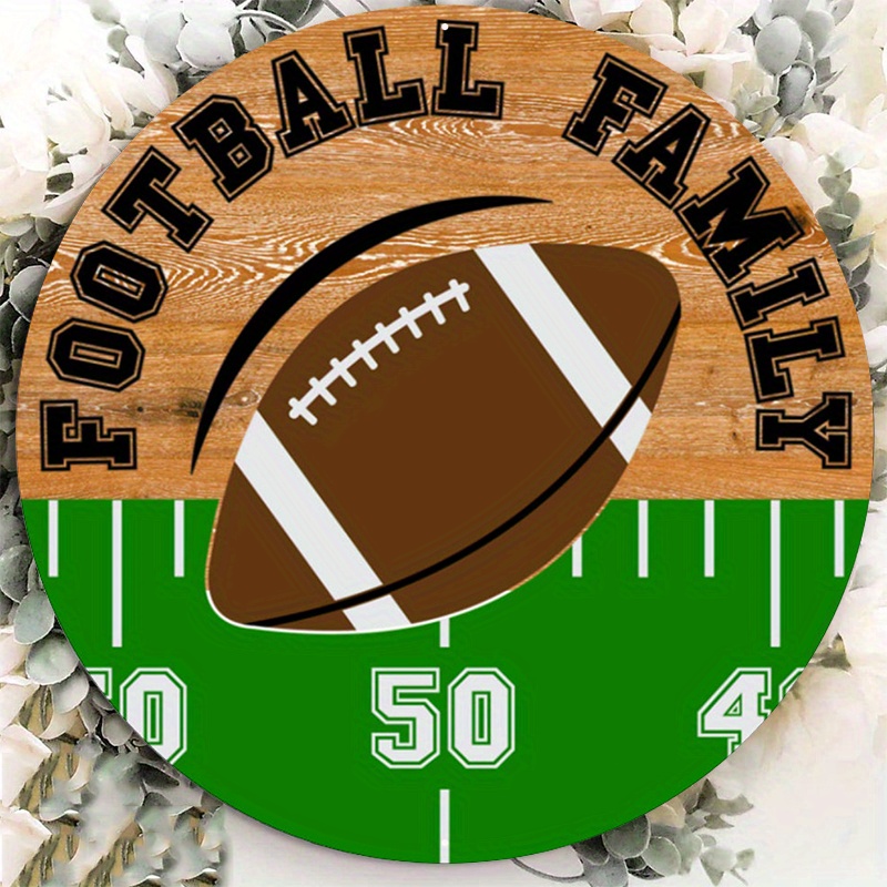 

1pc 8x8inch Aluminum Metal Sign, Family Football Sign, Wreath Sign, Home Decor