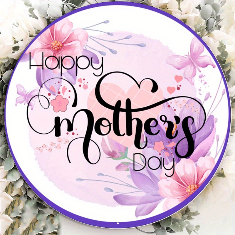 

1pc 8x8inch Aluminum Metal Sign Mother's Day Sign, Wreath Sign, Home Decor