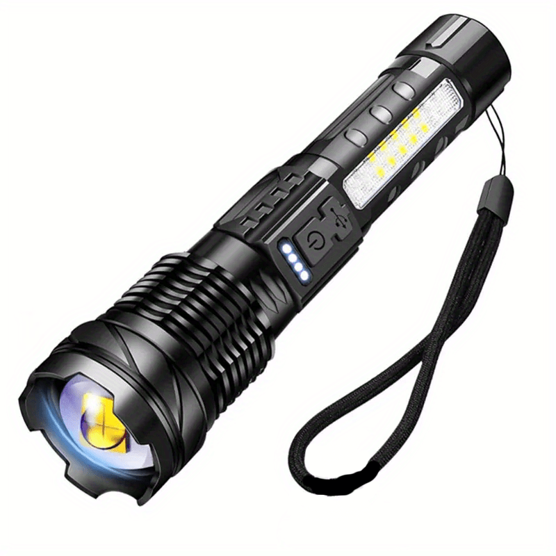 Led White Green Red Blue Rechargeable Flashlight Magnetic Zoomable Torch  Lamp With Cob Side Lights For Hunting Fishing Outdoor Camping - Sports &  Outdoors - Temu